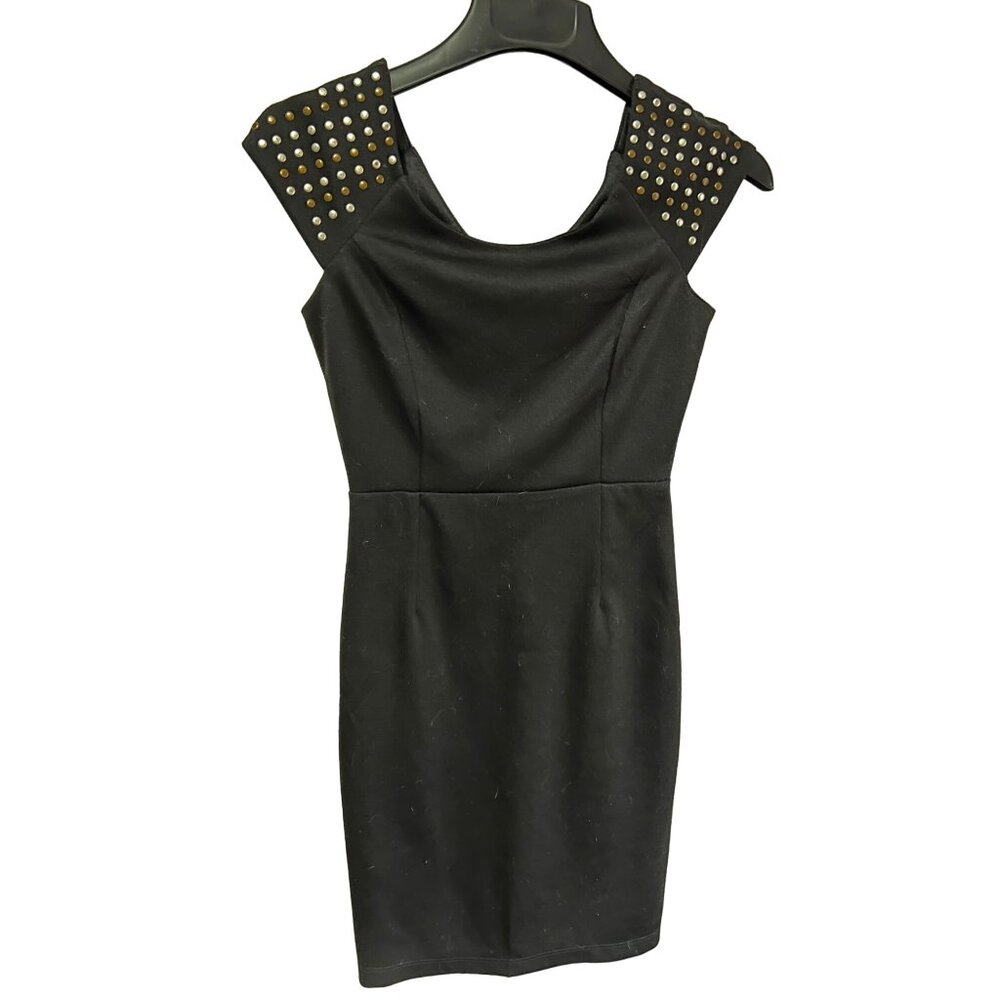 Wet Seal Little Black Dress with Studs Sz Small Womens Bodycon Fitted Minidress